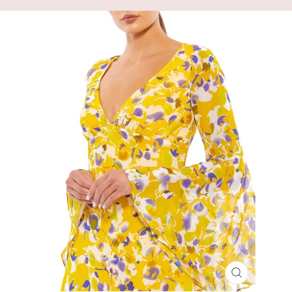 IEENA for Mac Duggal 70207 Bell Sleeve Floral Print Dress - Picture 3 of 9